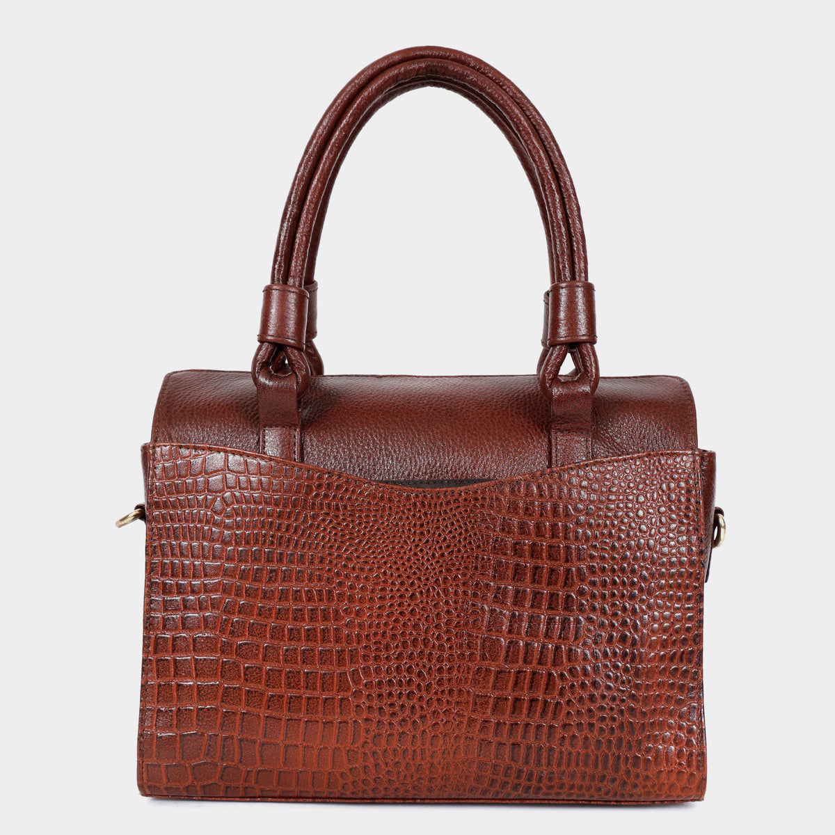 Women’s Brown Crocodile Embossed Leather Handbag | MORDANT