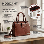 Women’s Brown Crocodile Embossed Leather Handbag | MORDANT