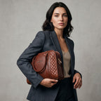 Mordant Brown Executive Genuine Leather Women's Satchel Handbag – Croc & Quilt Edition
