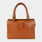 Women’s Tan Crocodile Embossed Leather Handbag | MORDANT
