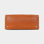 Women’s Tan Crocodile Embossed Leather Handbag | MORDANT