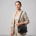 Mordant Black Genuine Leather Crossbody Bag | Luxury Women's Handbag