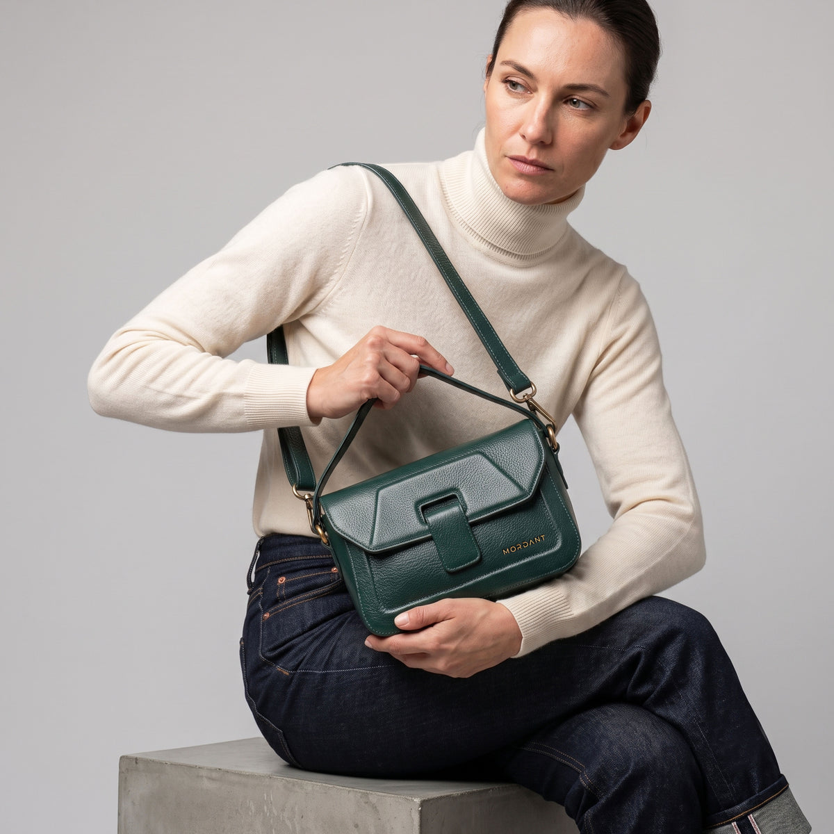 Mordant Green Genuine Leather Crossbody Bag | Luxury Women's Handbag