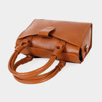 Women’s Tan Crocodile Embossed Leather Handbag | MORDANT
