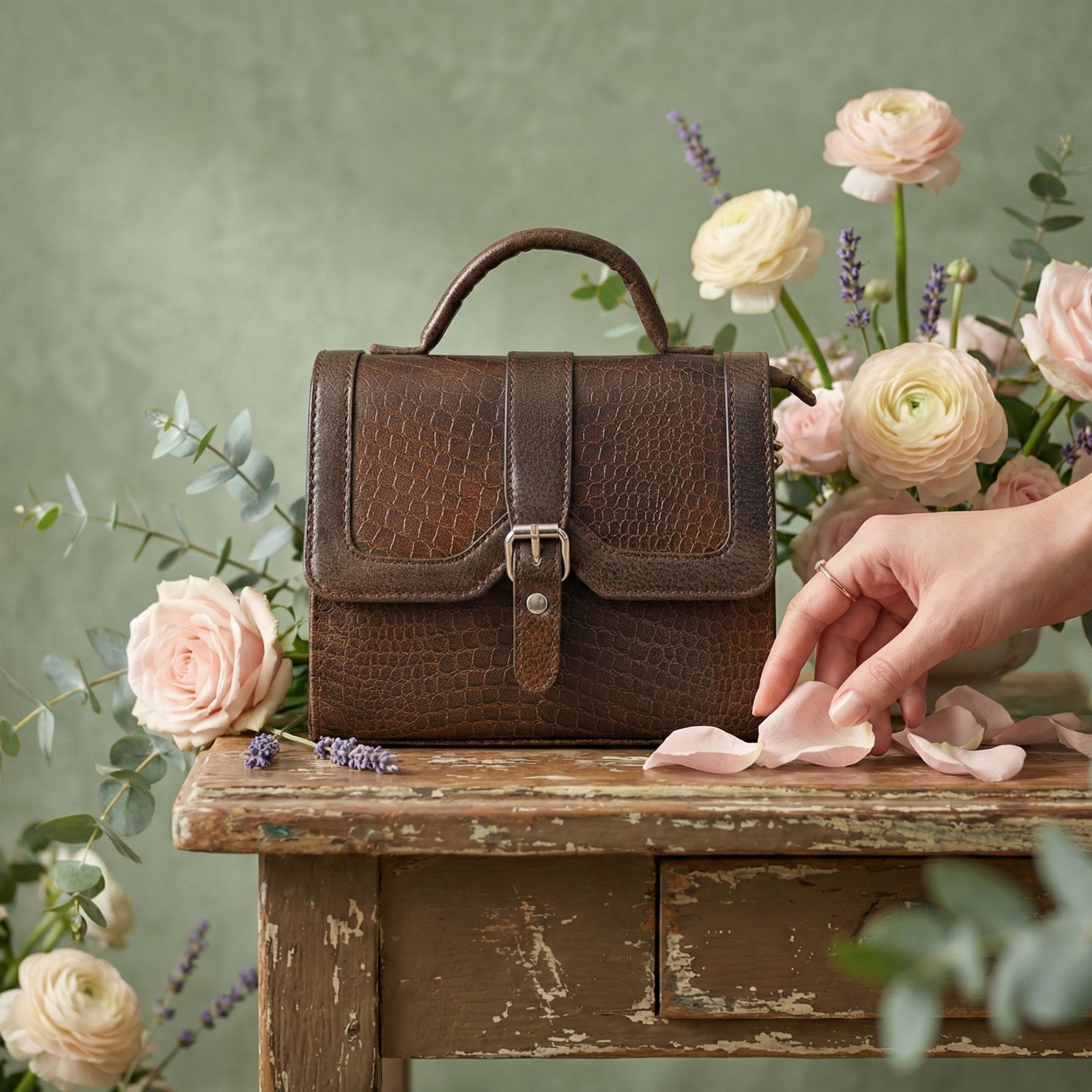 Textured Croco Leather Women's Bag