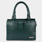 Women’s Green Crocodile Embossed Leather Handbag | MORDANT