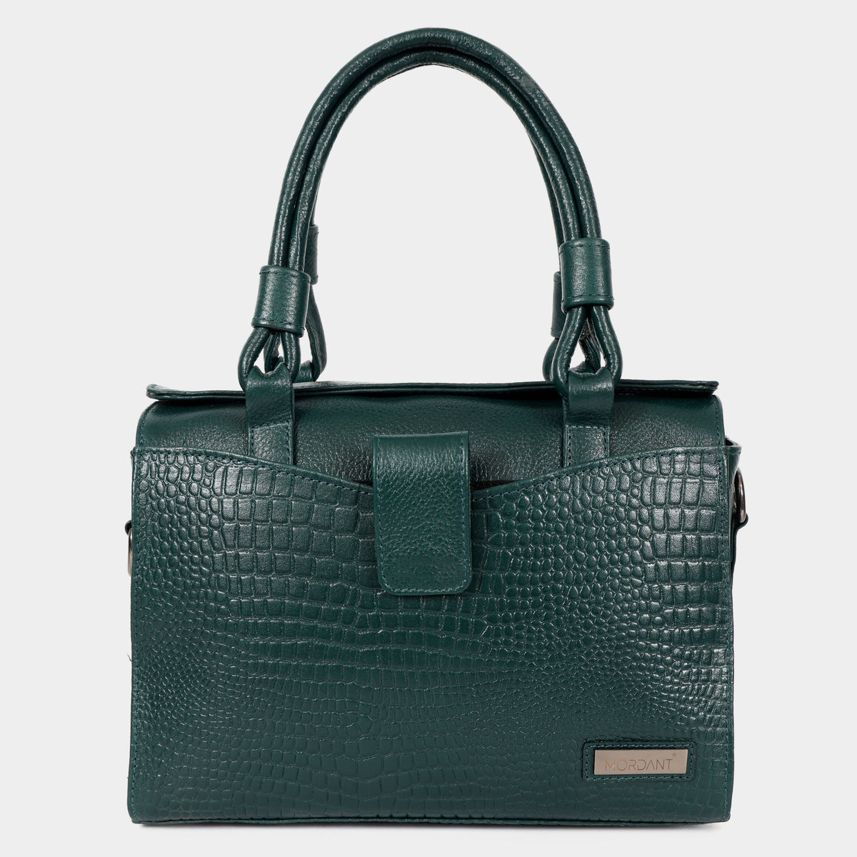 Women’s Green Crocodile Embossed Leather Handbag | MORDANT