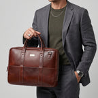 Mordant Brown Genuine Leather Business Laptop Bag for Men & Women