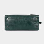 Women’s Green Crocodile Embossed Leather Handbag | MORDANT