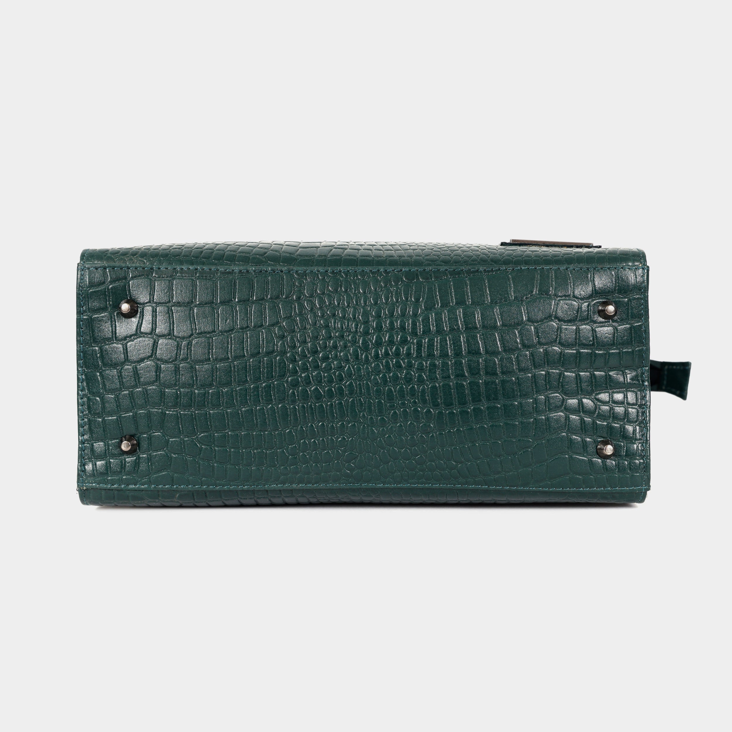 Women’s Green Crocodile Embossed Leather Handbag | MORDANT