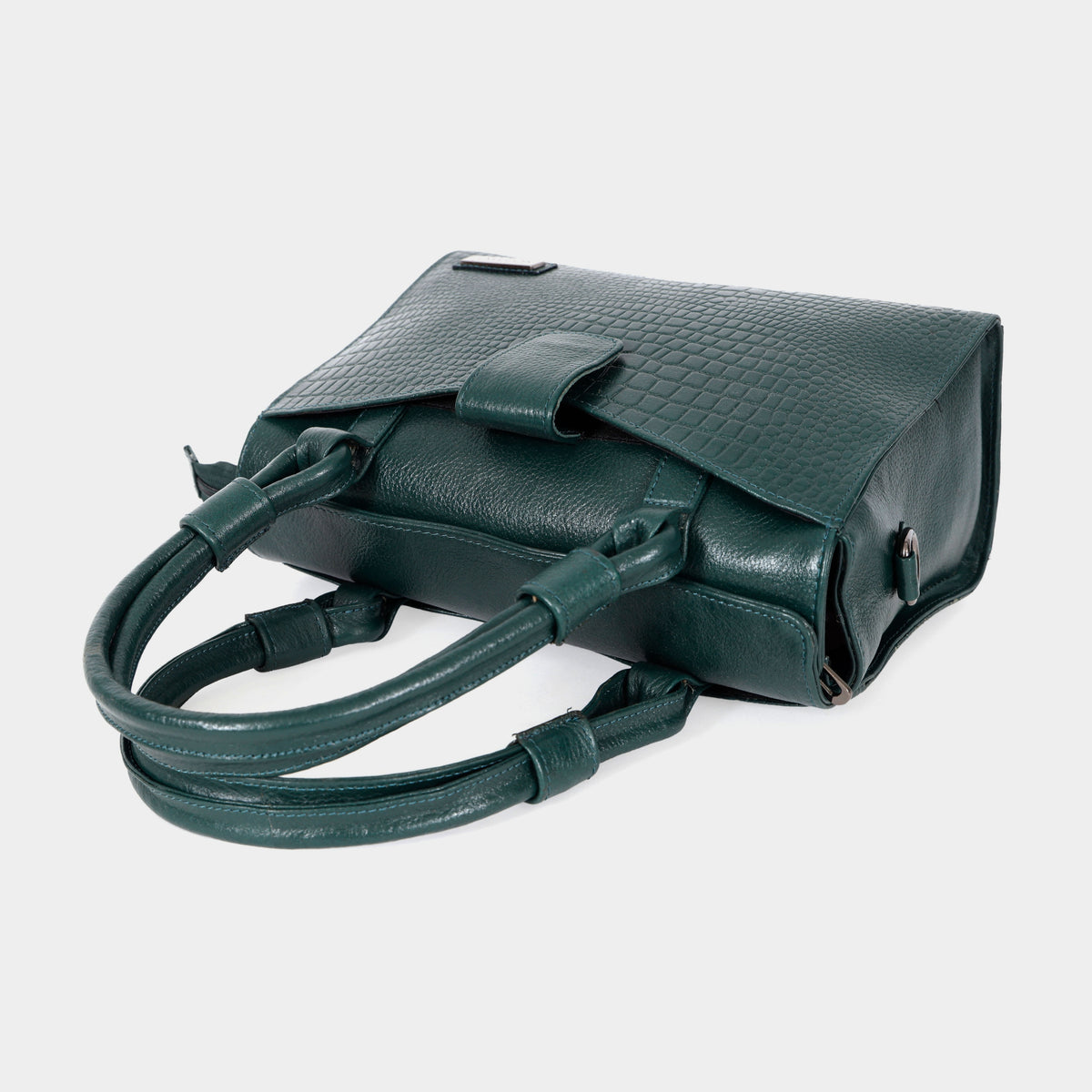 Women’s Green Crocodile Embossed Leather Handbag | MORDANT