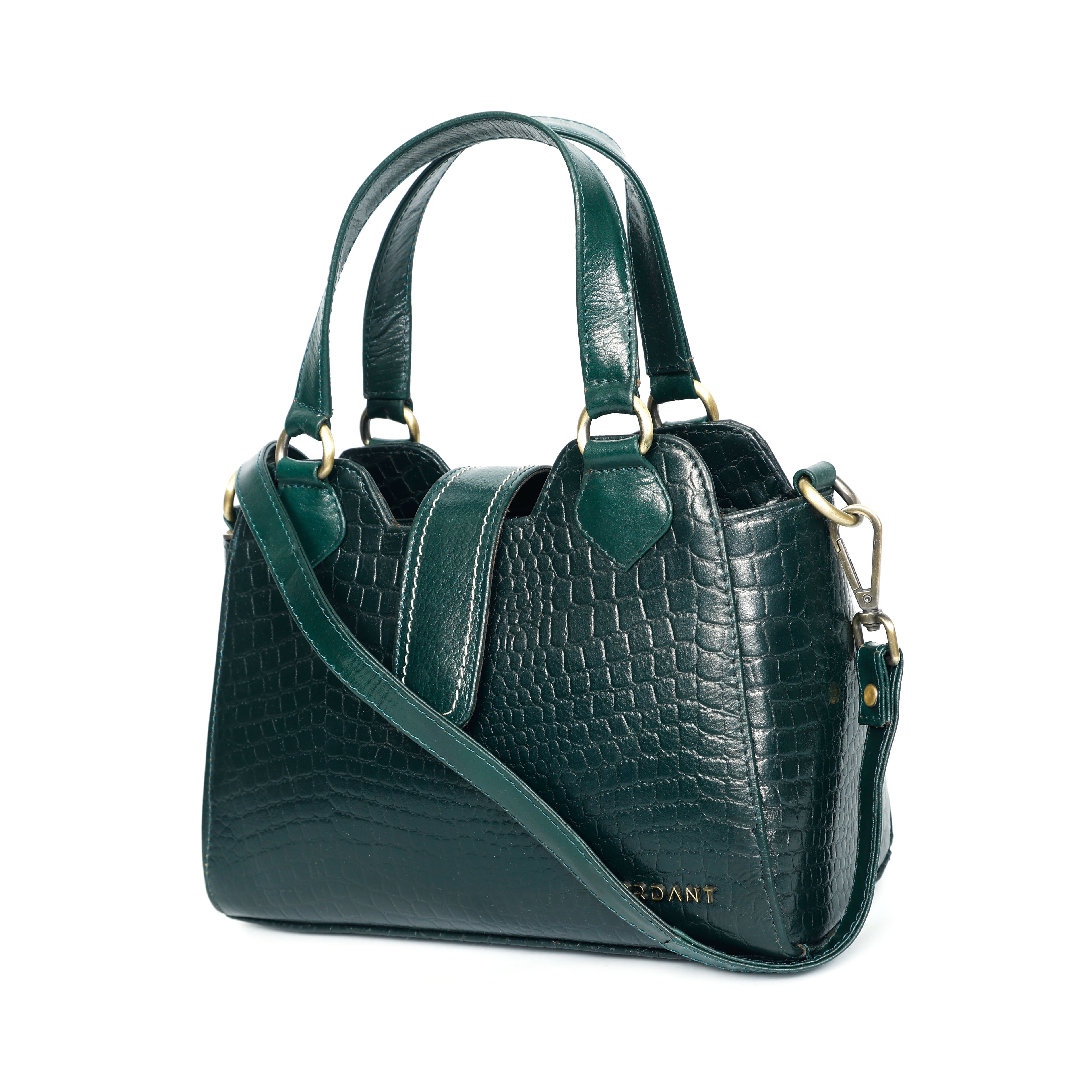 Women’s Genuine Croco Textured Leather Handbag