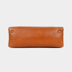 Mordant Tan Croco Embossed Leather Handbag for Women – Structured Tote & Crossbody Bag