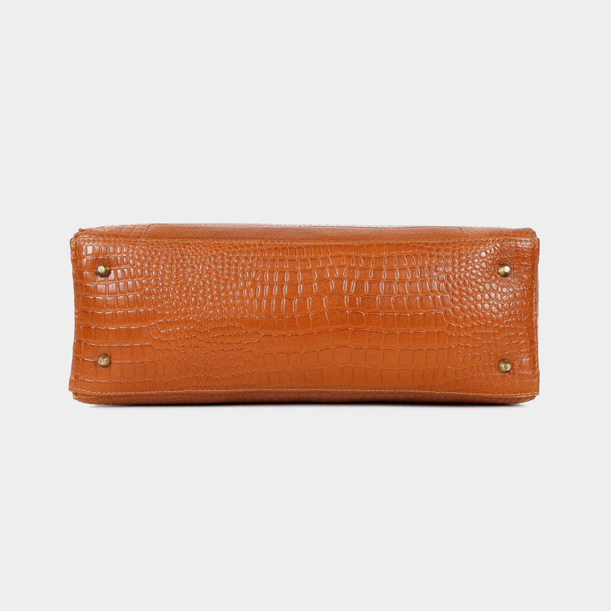 Mordant Tan Croco Embossed Leather Handbag for Women – Structured Tote & Crossbody Bag