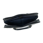 Black Crocodile-Patterned Leather Laptop Bag
