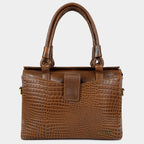 Women’s Walnut Brown Crocodile Embossed Leather Handbag | MORDANT