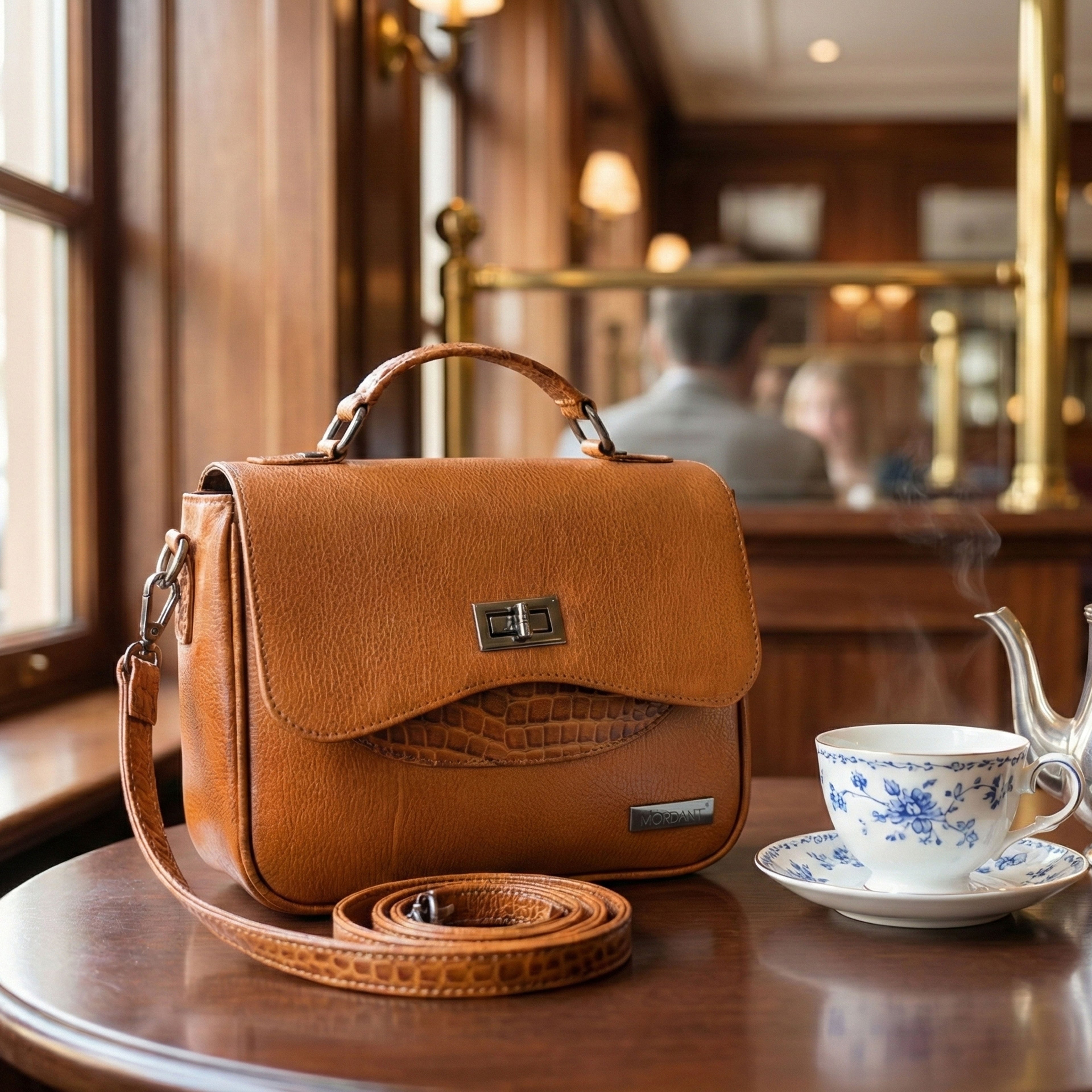 Genuine Leather Handbag for Women With Detachable Sling