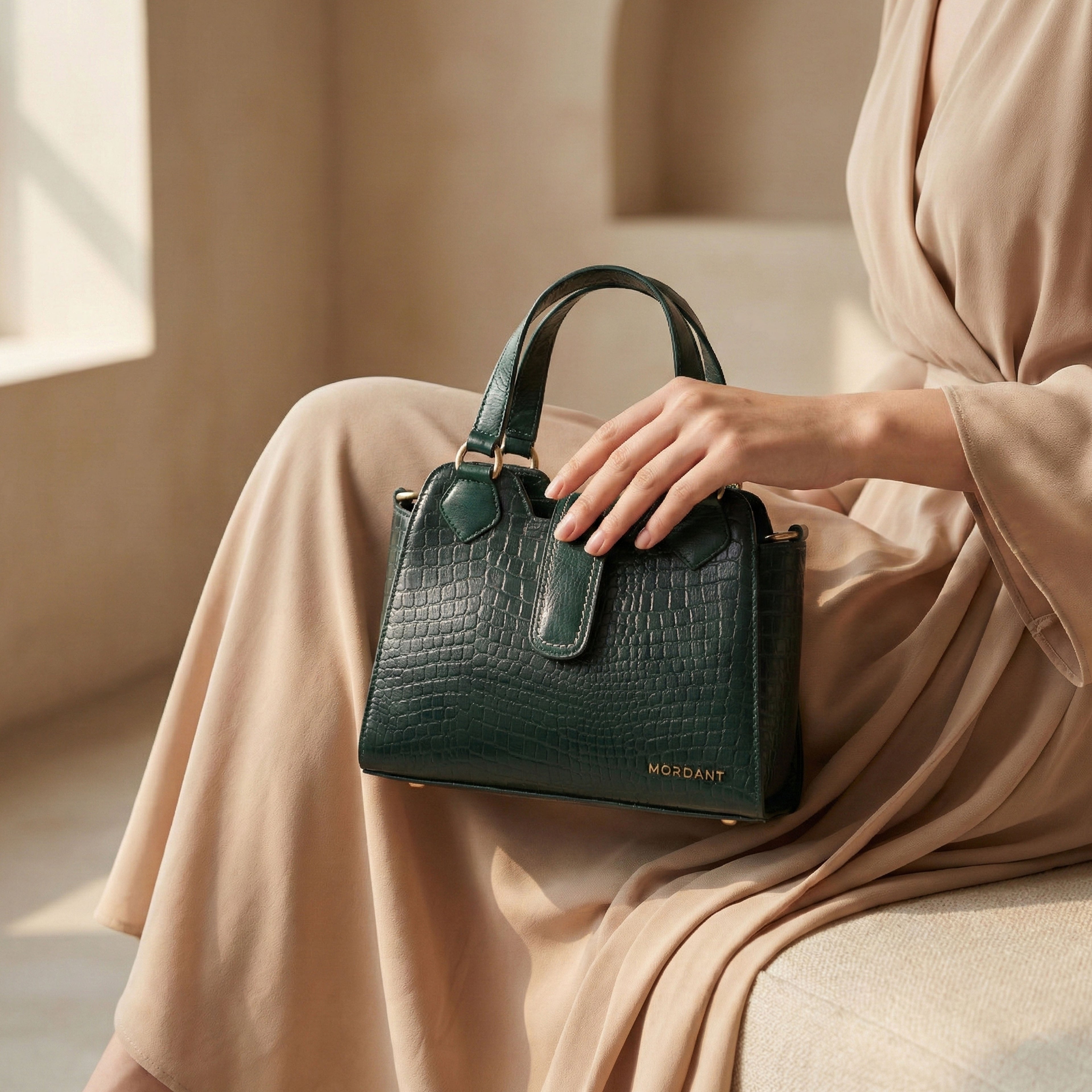 Women’s Genuine Croco Textured Leather Handbag