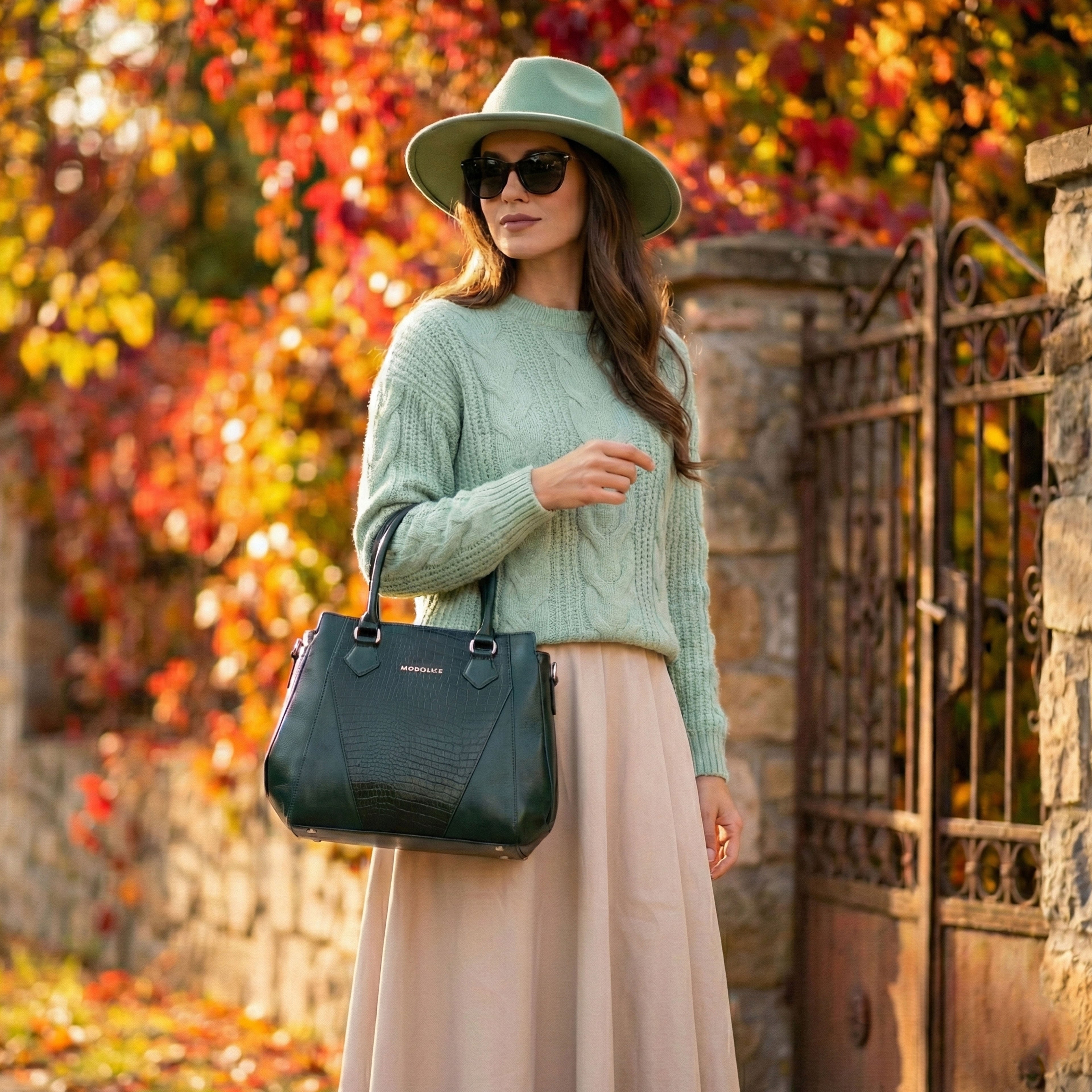 Women’s Genuine Crocodile-Embossed Handbag