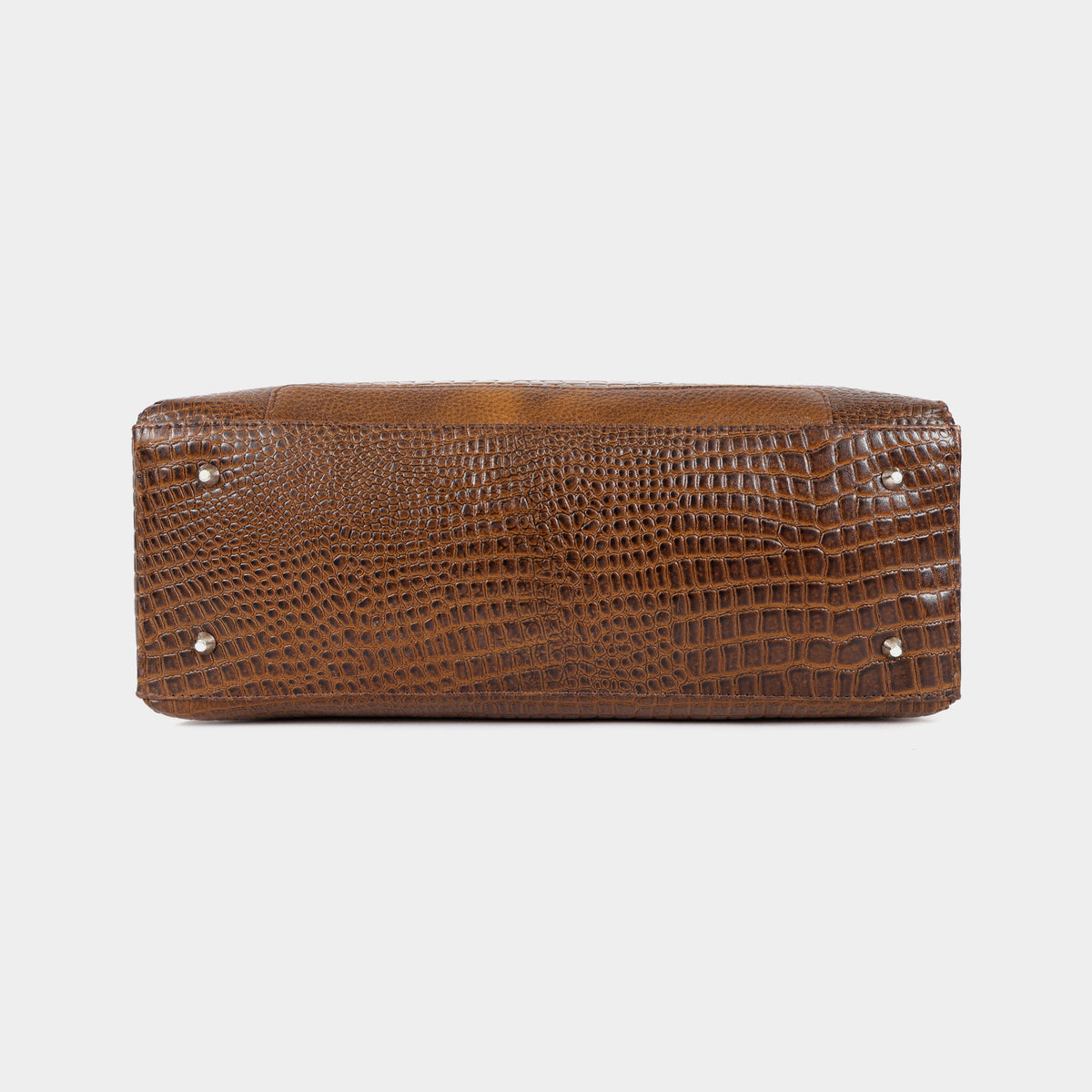 Mordant Walnut Brown Croco Embossed Leather Handbag for Women – Structured Tote & Crossbody Bag