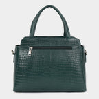 Mordant Green Croco Embossed Leather Handbag for Women – Structured Tote & Crossbody Bag