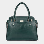 Mordant Green Croco Embossed Leather Handbag for Women – Structured Tote & Crossbody Bag