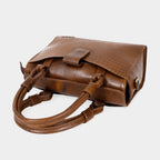 Women’s Walnut Brown Crocodile Embossed Leather Handbag | MORDANT