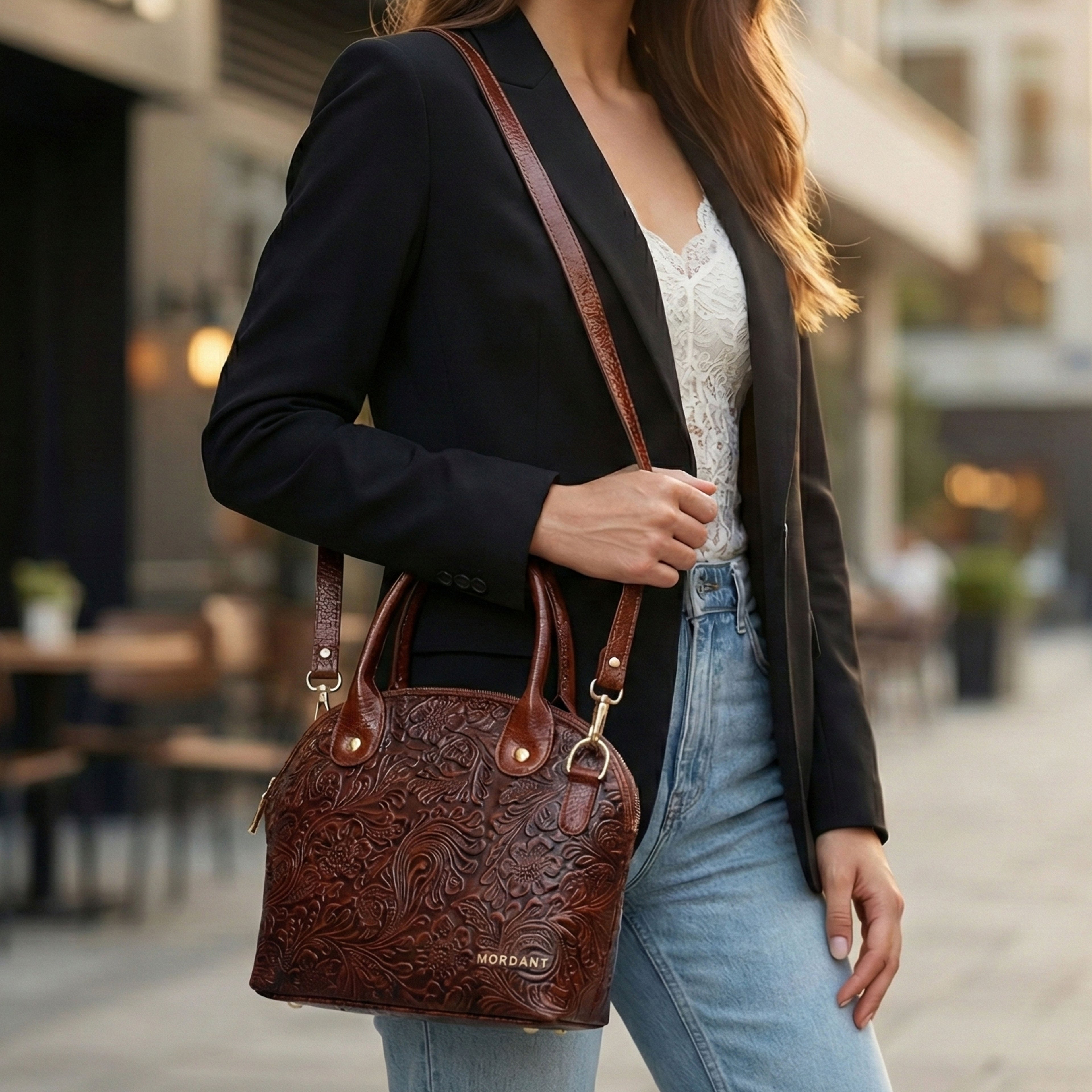 Embossing Leather Handbag For Women's