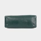 Mordant Green Croco Embossed Leather Handbag for Women – Structured Tote & Crossbody Bag