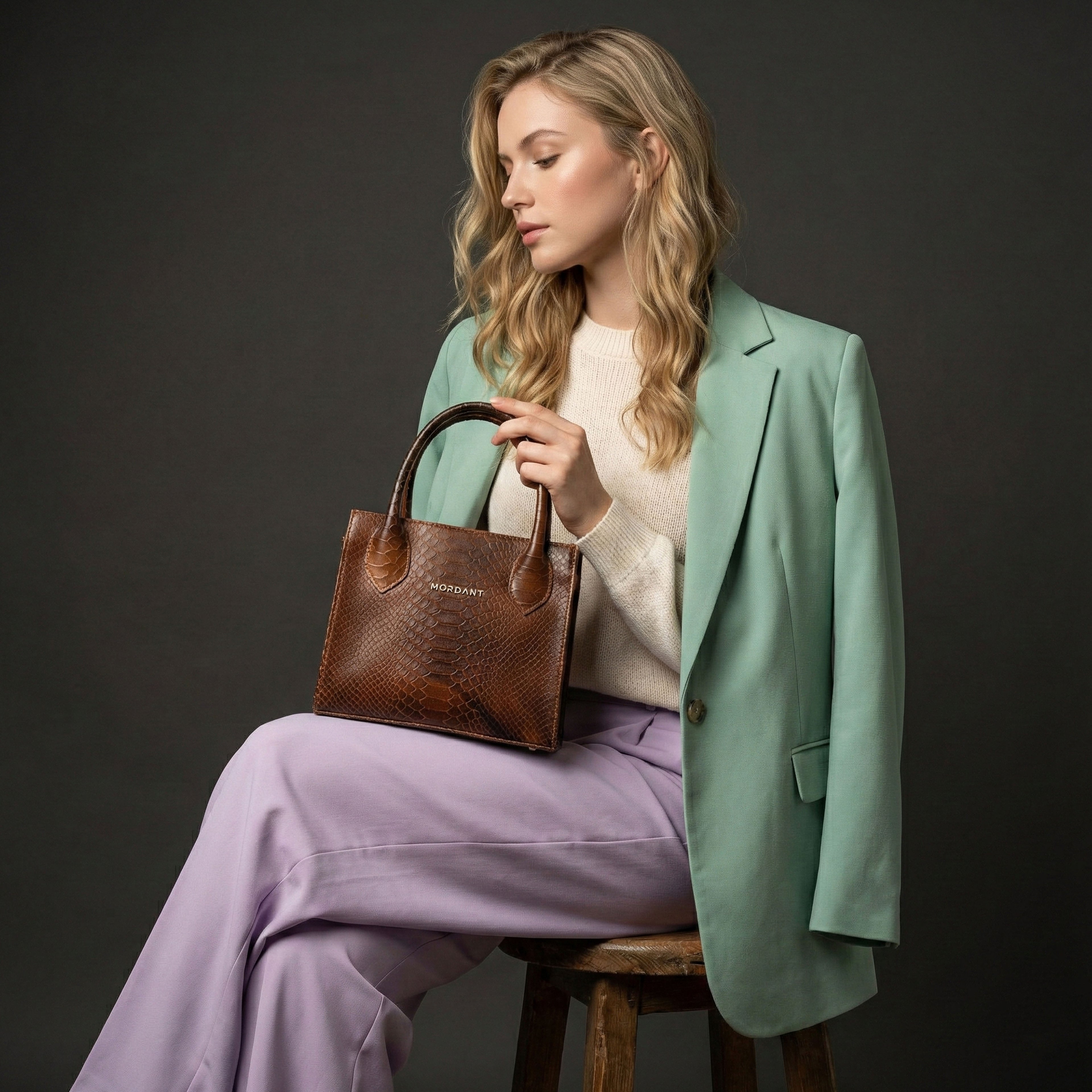 Croco Textured Leather Sling Bag