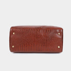 MORDANT Premium Brown Genuine Leather Croco Texture Handbag for Women