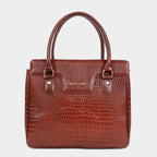 MORDANT Premium Brown Genuine Leather Croco Texture Handbag for Women