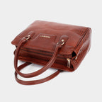 MORDANT Premium Brown Genuine Leather Croco Texture Handbag for Women