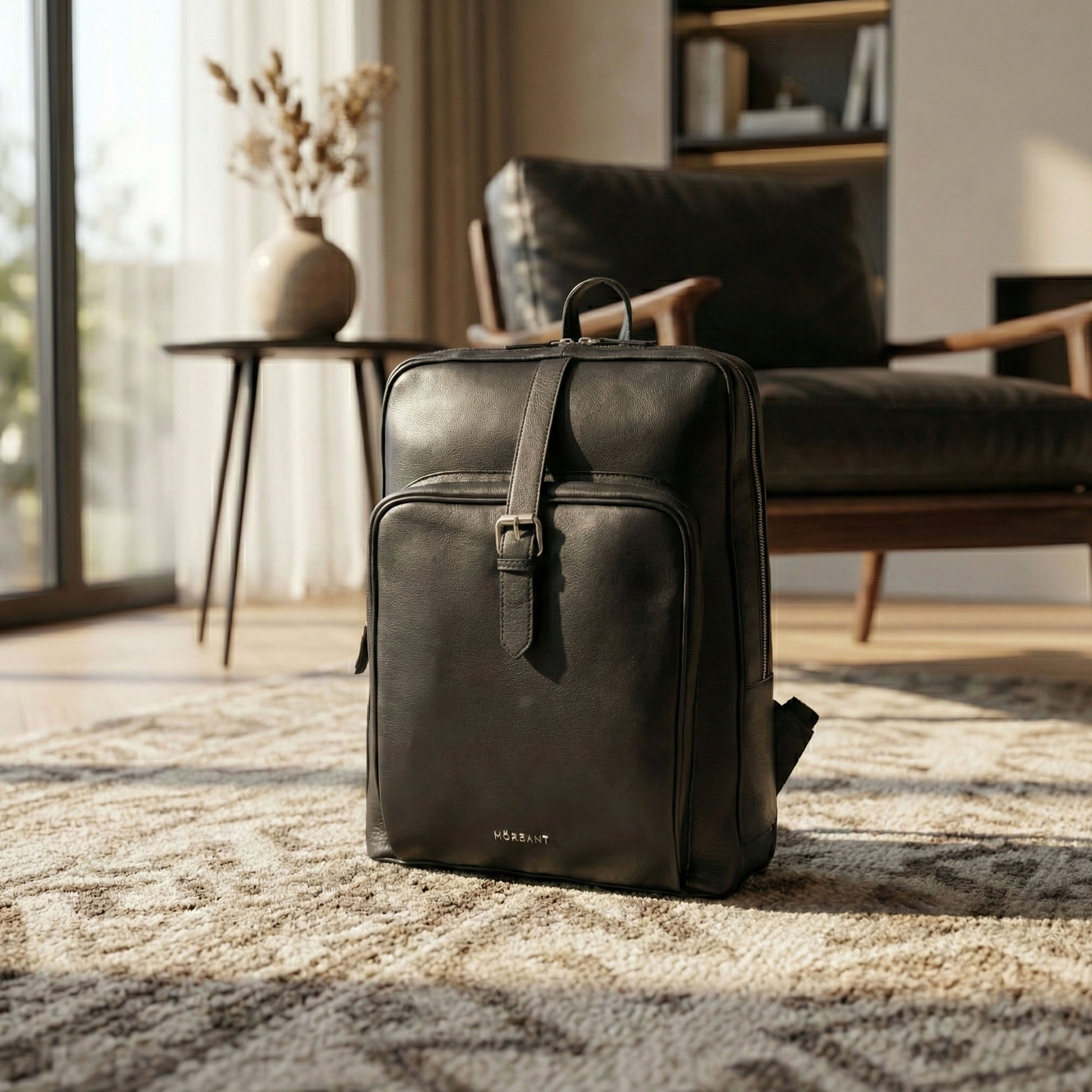 Slim Unisex Leather Backpack