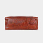 Mordant Brown Croco Embossed Leather Handbag for Women – Structured Tote & Crossbody Bag