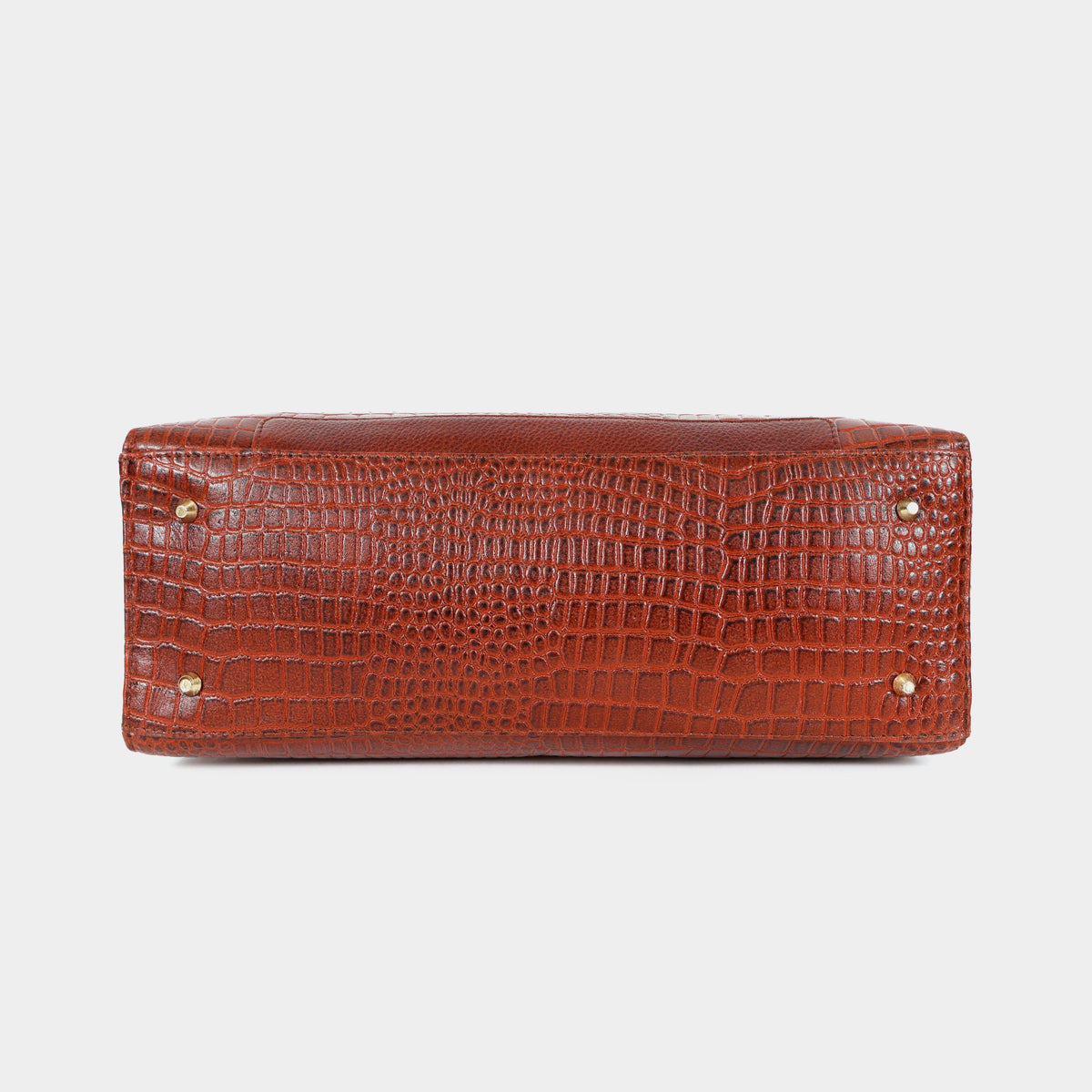 Mordant Brown Croco Embossed Leather Handbag for Women – Structured Tote & Crossbody Bag