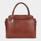 Mordant Brown Croco Embossed Leather Handbag for Women – Structured Tote & Crossbody Bag