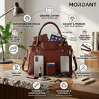 Mordant Brown Croco Embossed Leather Handbag for Women – Structured Tote & Crossbody Bag