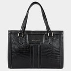 MORDANT Black Croco Texture Leather Handbag for Women