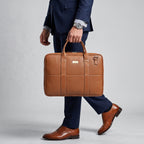 Mordant Tan Genuine Leather Business Laptop Bag for Men & Women