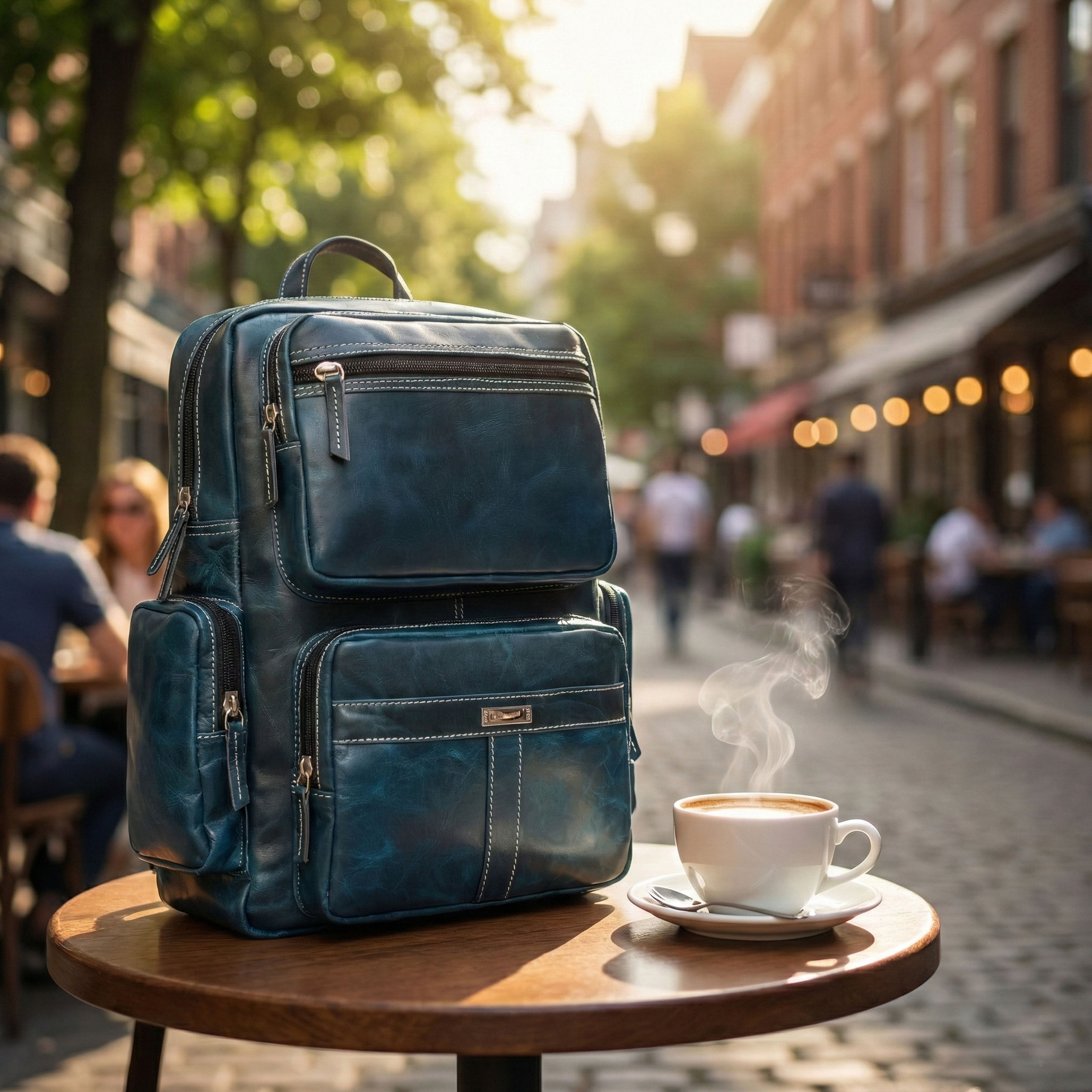 Textured leather Backpack