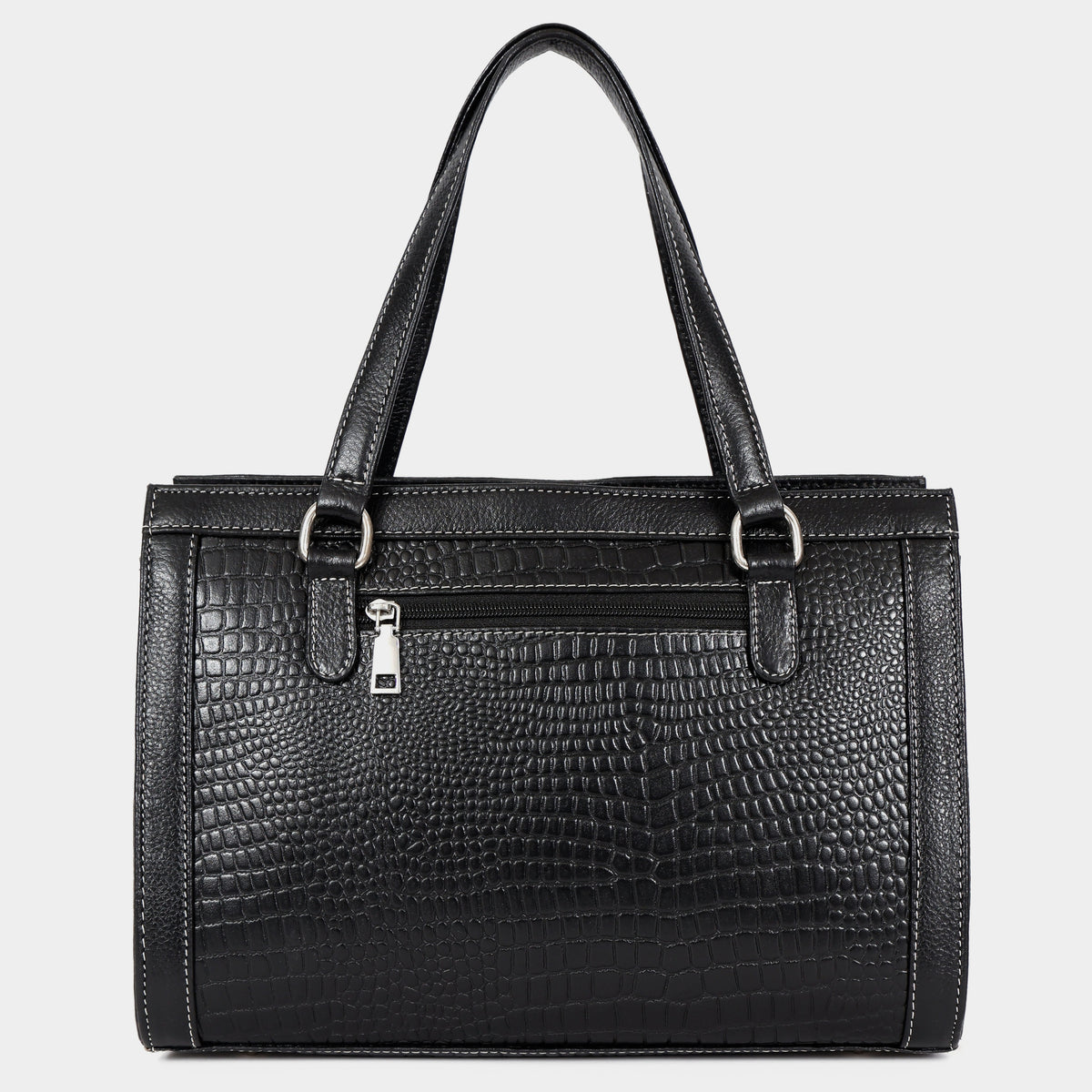 MORDANT Black Croco Texture Leather Handbag for Women