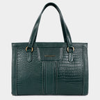 MORDANT Green Croco Texture Leather Handbag for Women