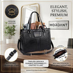 MORDANT Black Croco Texture Leather Handbag for Women