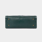 MORDANT Green Croco Texture Leather Handbag for Women