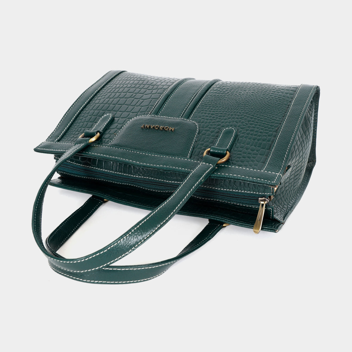 MORDANT Green Croco Texture Leather Handbag for Women
