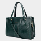 MORDANT Green Croco Texture Leather Handbag for Women