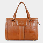 MORDANT Tan Croco Texture Leather Handbag for Women