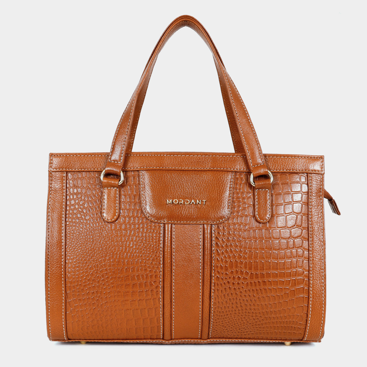 MORDANT Tan Croco Texture Leather Handbag for Women