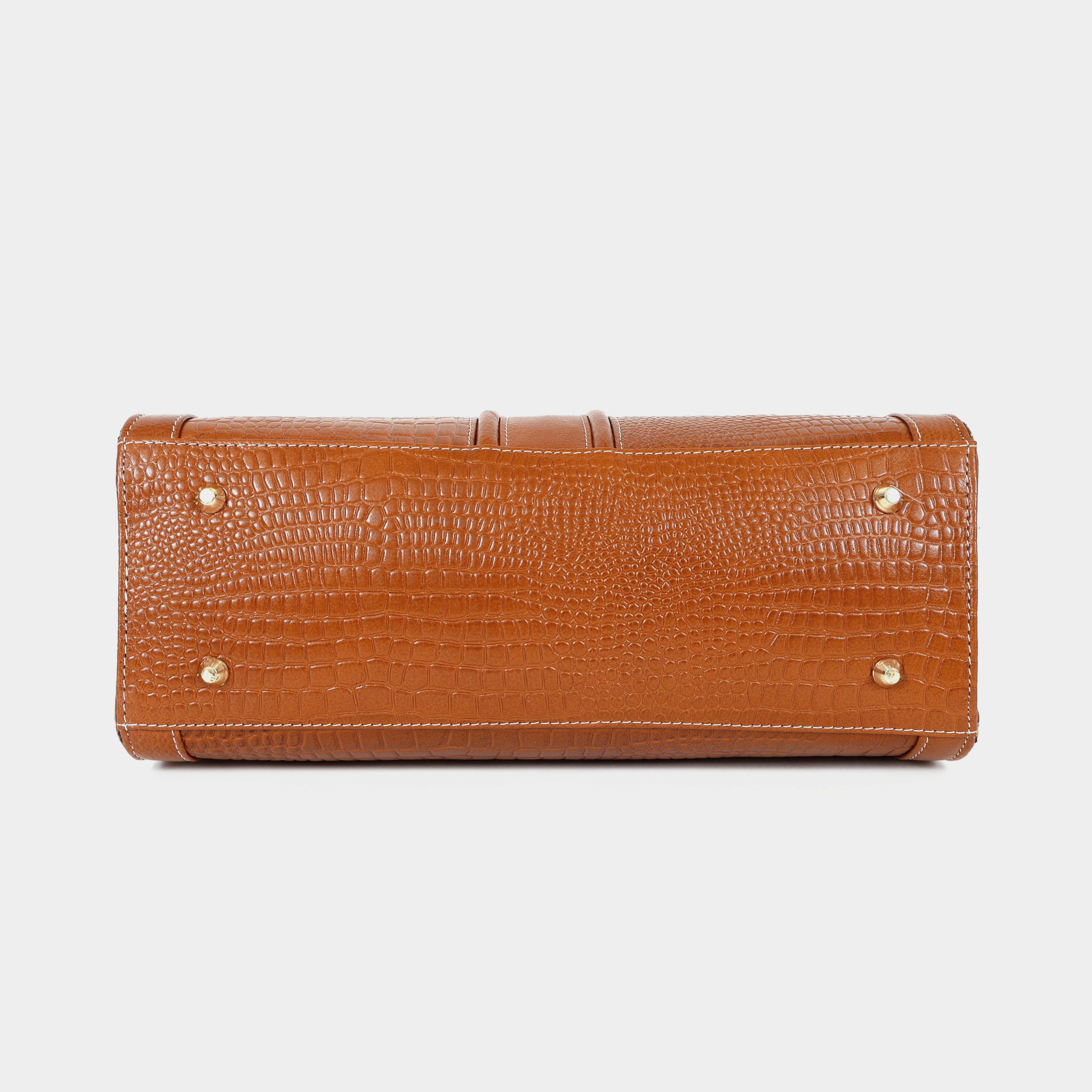 MORDANT Tan Croco Texture Leather Handbag for Women